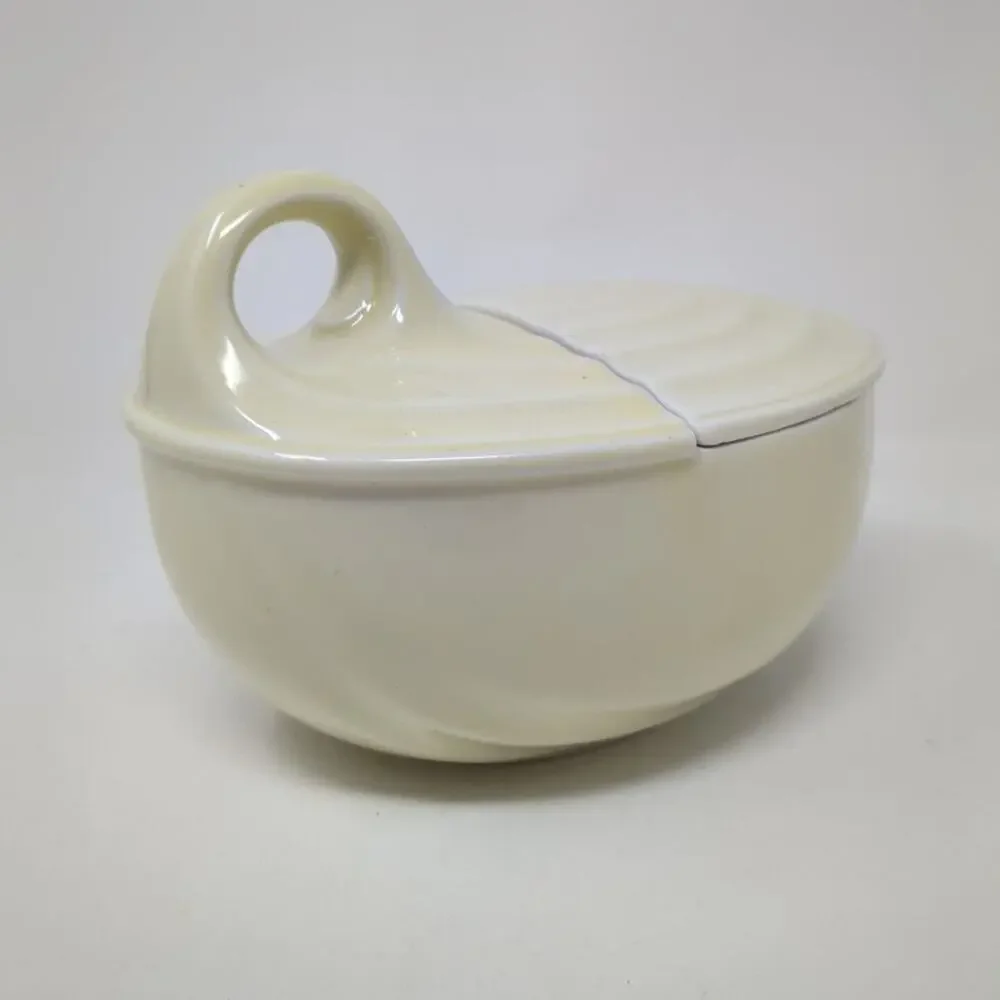 Vintage Hall Kitchenware Loop Handled Leftover Dish w/Lid UV Reactive‎ Glaze